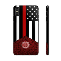 Volunteer Firefighter Red Diamond Plate and Thin Red Line Tough Phone Cases - firestationstore.com