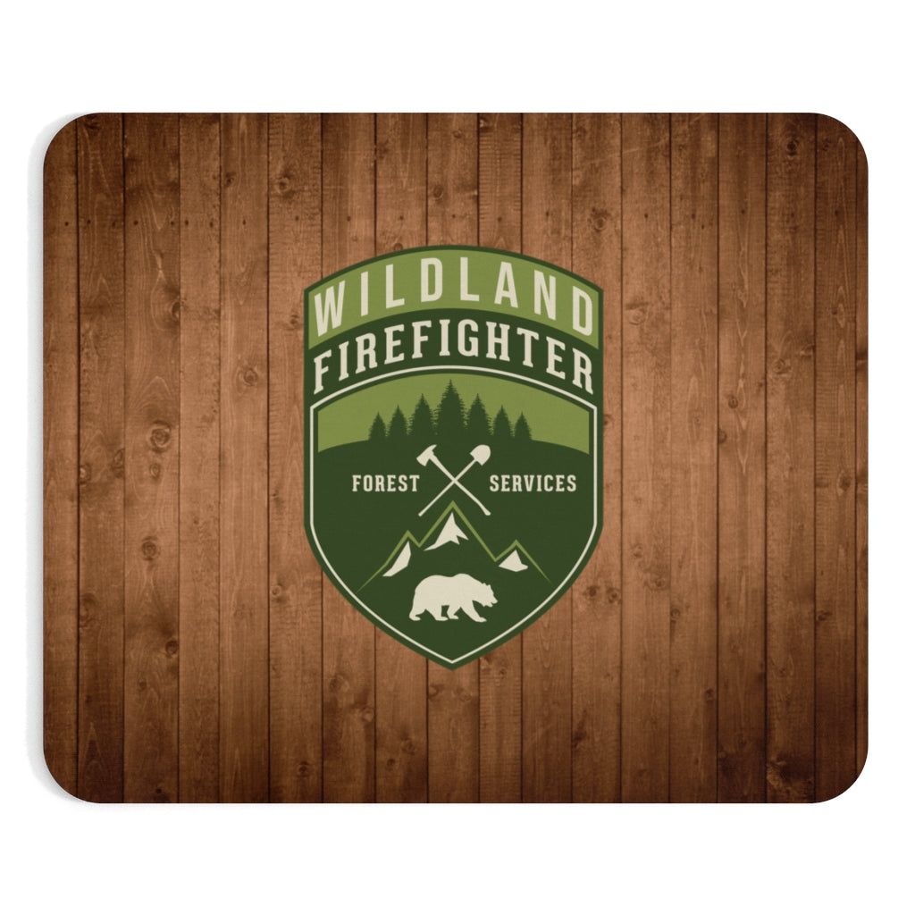 Wildland Firefighter with Wood Background Mousepad