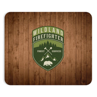 Wildland Firefighter with Wood Background Mousepad