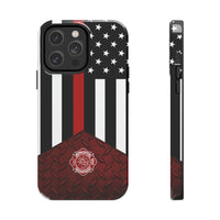 Volunteer Firefighter Red Diamond Plate and Thin Red Line Tough Phone Cases - firestationstore.com