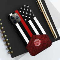 Volunteer Firefighter Red Diamond Plate and Thin Red Line Tough Phone Cases - firestationstore.com