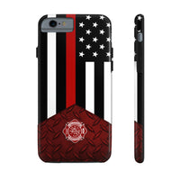 Volunteer Firefighter Red Diamond Plate and Thin Red Line Tough Phone Cases - firestationstore.com