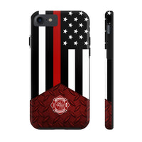 Volunteer Firefighter Red Diamond Plate and Thin Red Line Tough Phone Cases - firestationstore.com