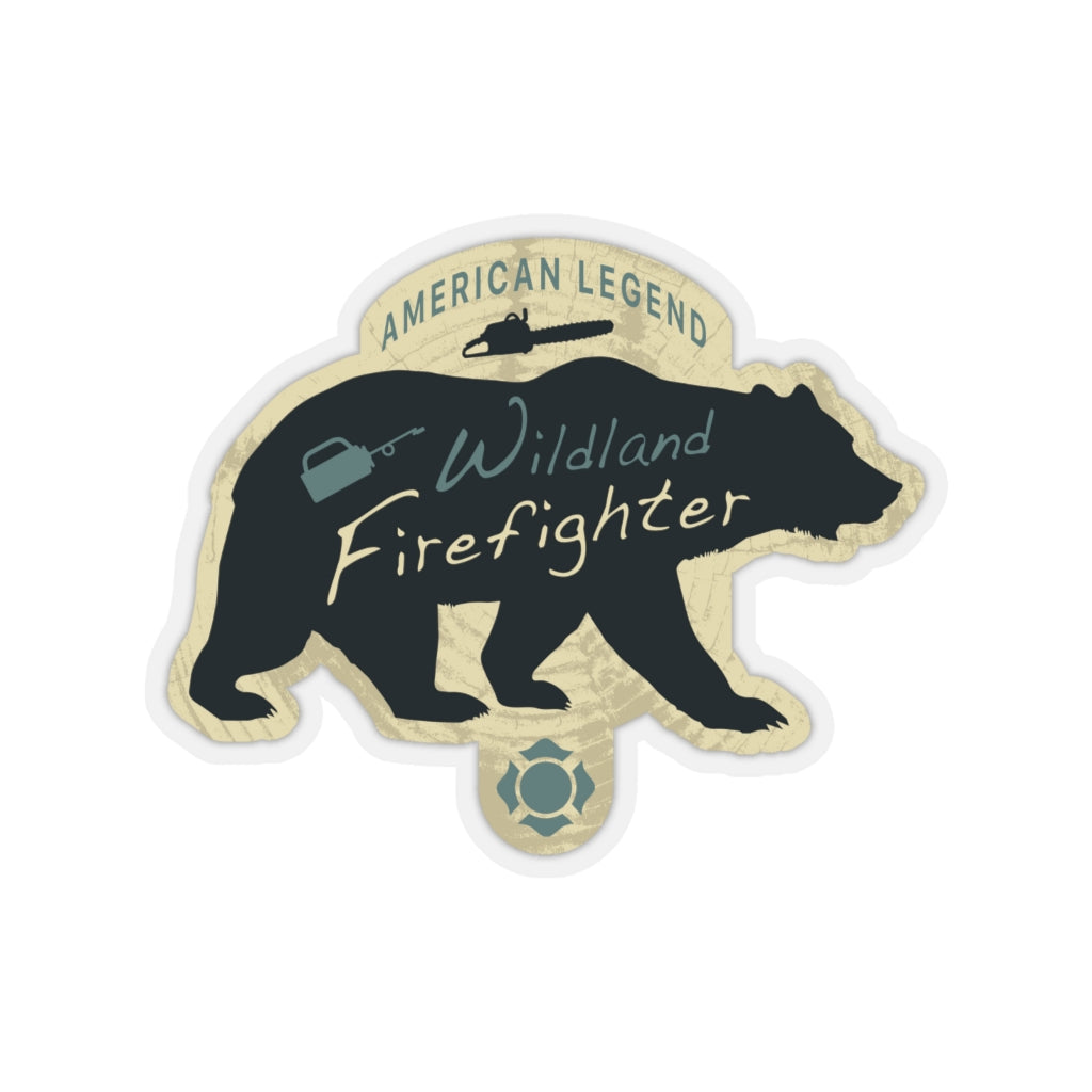Wildland Firefighter Bear Shape-Cut Stickers