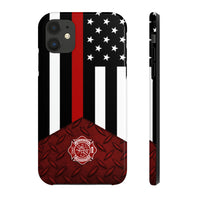 Volunteer Firefighter Red Diamond Plate and Thin Red Line Tough Phone Cases - firestationstore.com