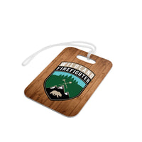 Wildland Firefighter Patch with Wood Background  Luggage Bag Tag