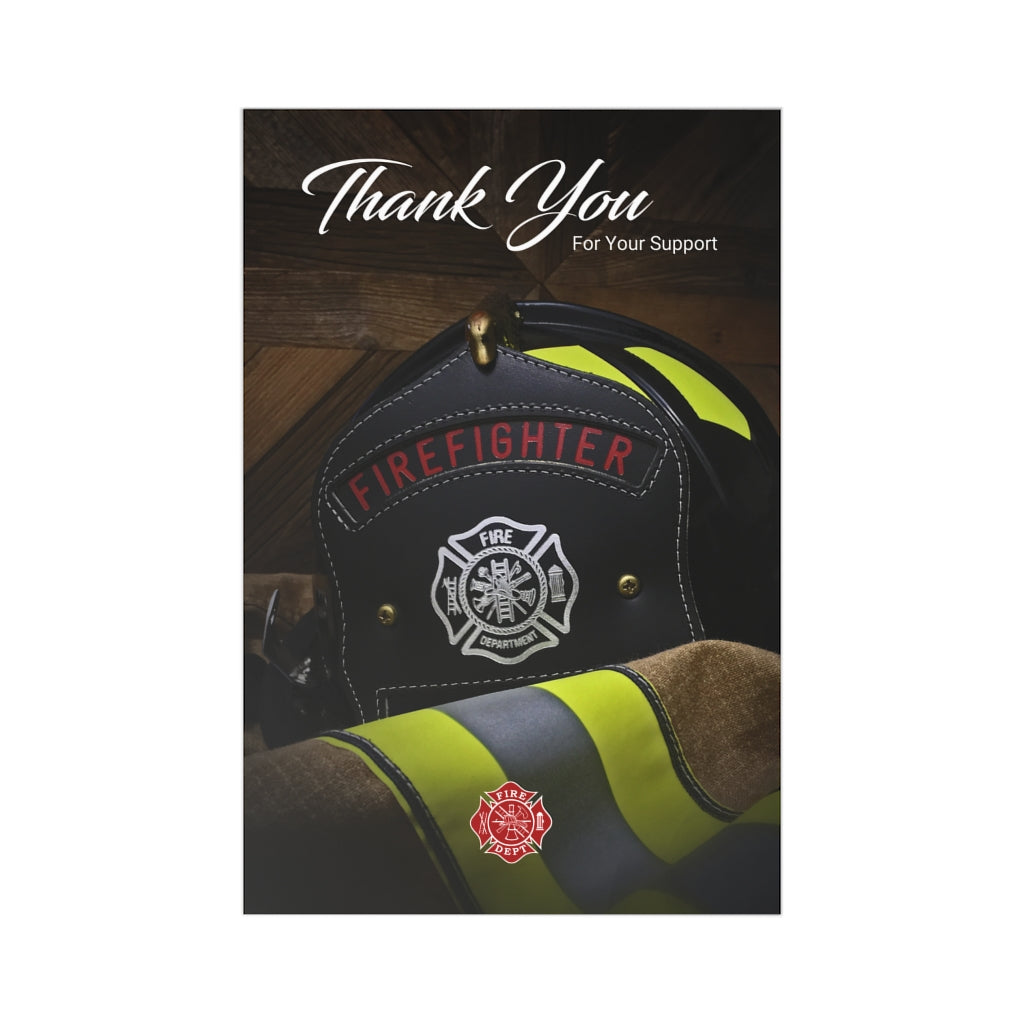 Firefighter Helmet & Jacket Thank You For Your Support Postcards Cards (7 pcs)