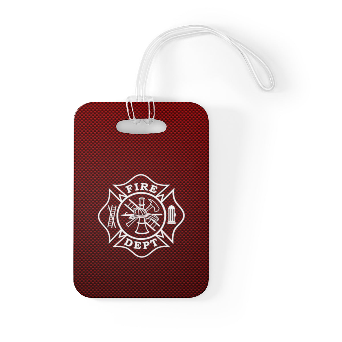 Firefighter Maltese Cross Red Carbon Fiber Printed Bag Tag - firestationstore.com