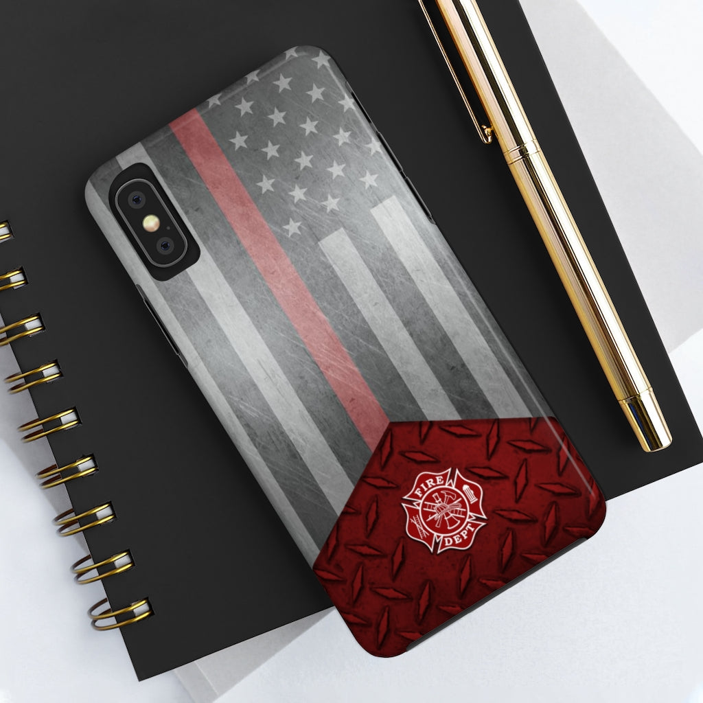 Firefighter Red Diamond Plate and Thin Red Line Tough Phone Cases - firestationstore.com