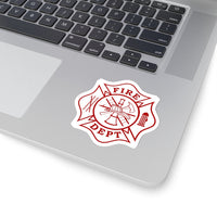 Firefighter Maltese Cross with White Background Shape Cut Stickers