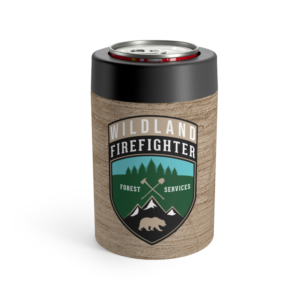 Wildland Firefighter Patch  with Stone Background Can Holder