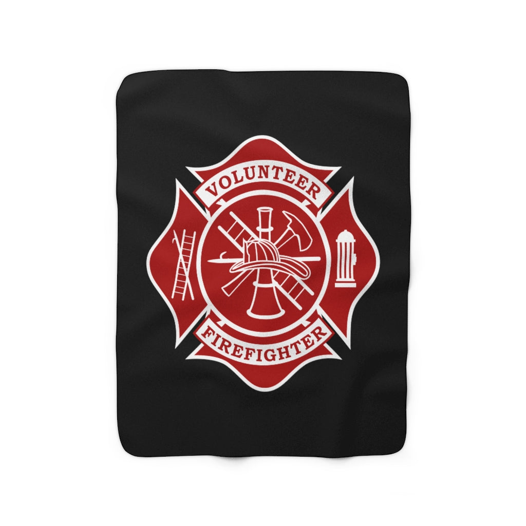 Volunteer Firefighter Maltese Cross Sherpa Fleece Blanket - firestationstore.com - Home Decor