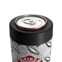 Firefighter Maltese Cross with Diamond Plate Print Can Holder - firestationstore.com