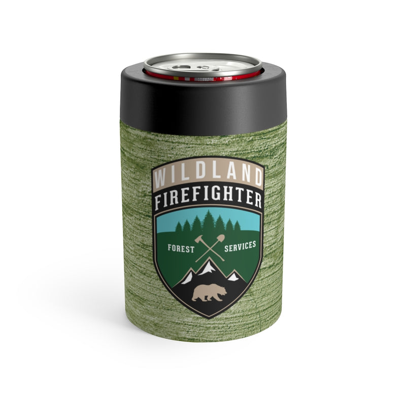 \Wildland Firefighter Patch with Stone Background Can Holder