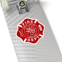 First In... Last Out - Fire Dept - Firefighter Maltese Cross Shape Cut Stickers