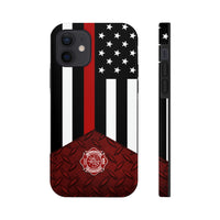 Volunteer Firefighter Red Diamond Plate and Thin Red Line Tough Phone Cases - firestationstore.com