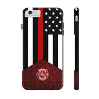 Volunteer Firefighter Red Diamond Plate and Thin Red Line Tough Phone Cases - firestationstore.com