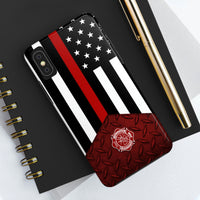 Volunteer Firefighter Red Diamond Plate and Thin Red Line Tough Phone Cases - firestationstore.com