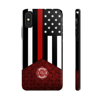 Volunteer Firefighter Red Diamond Plate and Thin Red Line Tough Phone Cases - firestationstore.com