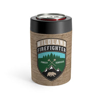 Wildland Firefighter Patch  with Stone Background Can Holder