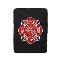 Firefighter Maltese Cross Sherpa Fleece Blanket - firestationstore.com - Home Decor