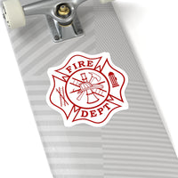 Firefighter Maltese Cross with White Background Shape Cut Stickers