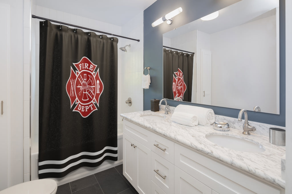 Firefighter Maltese Cross Shower Curtains - firestationstore.com - Home Decor