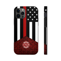 Volunteer Firefighter Red Diamond Plate and Thin Red Line Tough Phone Cases - firestationstore.com