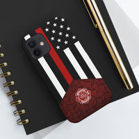 Volunteer Firefighter Red Diamond Plate and Thin Red Line Tough Phone Cases - firestationstore.com