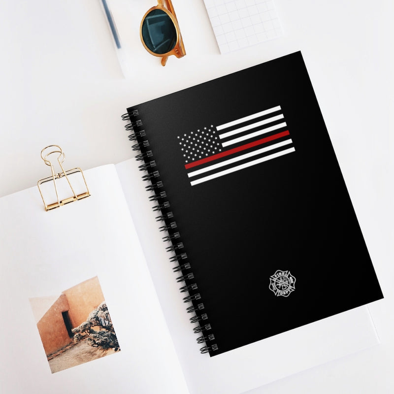 Firefighter Thin Red Line Spiral Notebook - Ruled Line - firestationstore.com