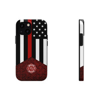 Volunteer Firefighter Red Diamond Plate and Thin Red Line Tough Phone Cases - firestationstore.com