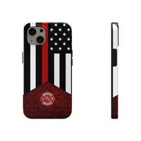 Volunteer Firefighter Red Diamond Plate and Thin Red Line Tough Phone Cases - firestationstore.com