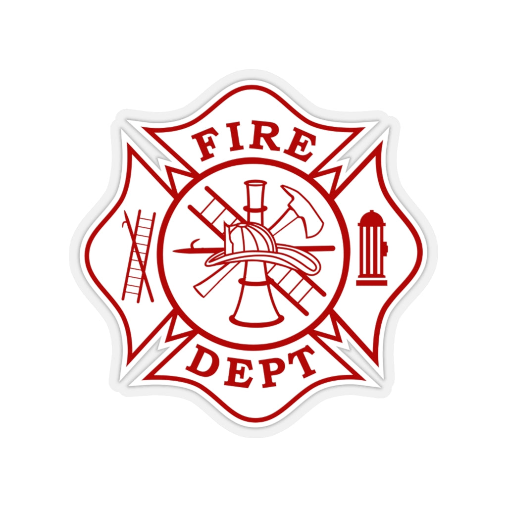 Firefighter Maltese Cross with White Background Shape Cut Stickers