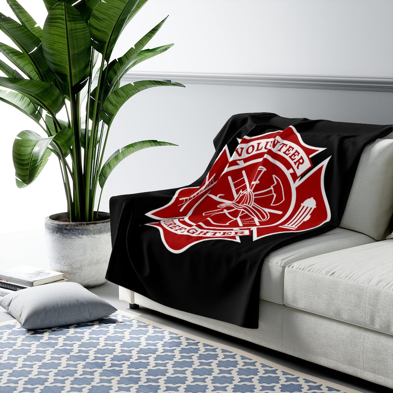 Volunteer Firefighter Maltese Cross Sherpa Fleece Blanket - firestationstore.com - Home Decor